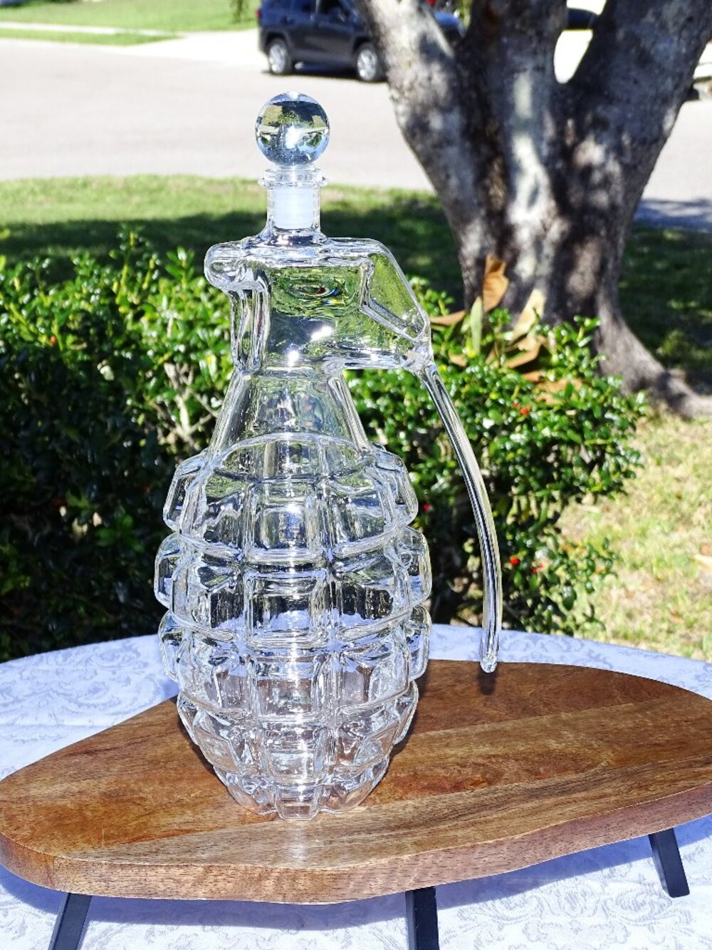 Clear Glass Granade Liquor/Wine Decanter 30oz